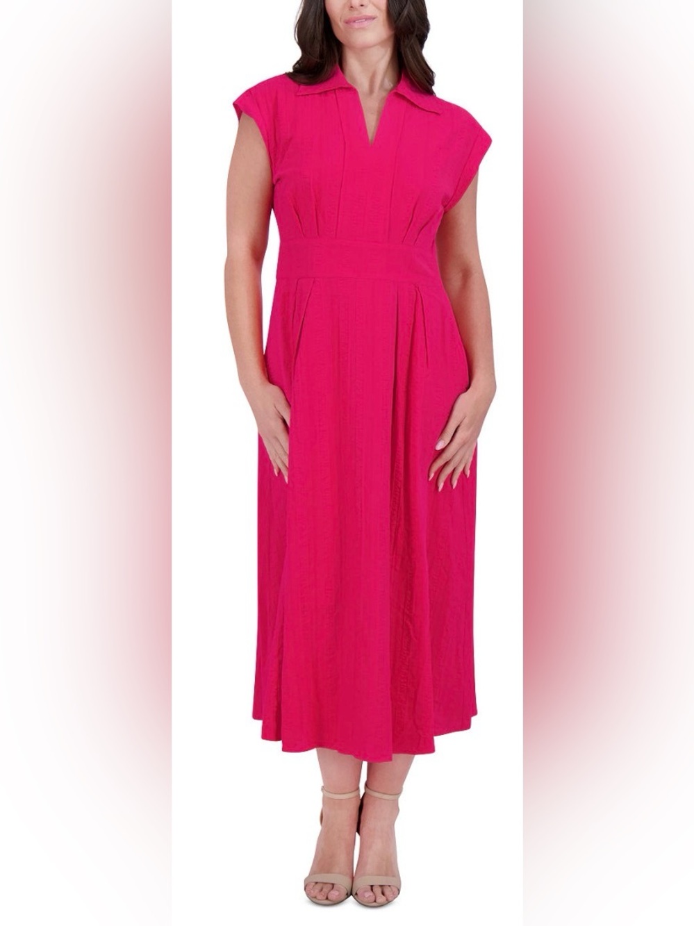 KENSIE DRESSES Womens Pink Back Skirt Lined Short Sleeve Maxi Dress 10